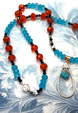 Elegant Blue Pumpkin Halloween Fall Autumn Samhain Necklace Y23 picture