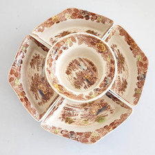 VTG Nasco Mountain 1940s Woodland Ceramic Chip/Vegetables and Dip Serving Dish picture