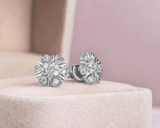 1.90 Ct Diamond Round Brilliant Stud Earrings in 14K White Gold Over For Women's picture