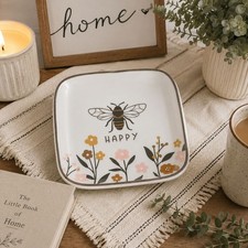 Karma Flora Square Trinket Tray Small Bee Happy Flowers Metallic Matte Gift New picture