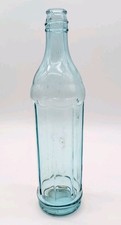 Antique 1920's Aqua Glass Bottle Crown Top Octagon Shape Twist Off Soda Bottle picture