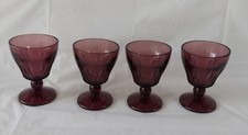 Vintage Hazel and Atlas Moroccan Amethyst Juice Glasses/Goblet/Wine/MCM Set Of 4 picture