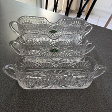 Godinger Shannon Crystal Freedom Buffet Flatware Cutlery Caddy Holders Set Of 3 picture