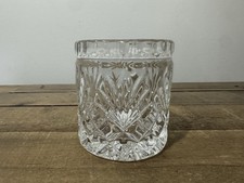 Lead Crystal USA 1940s Vase Spooner Waffle and Fan Pattern Cylinder Container picture