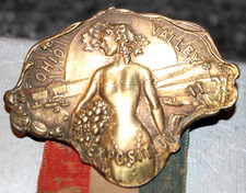 Antique 1910 Ohio Valley Exposition Metal Medal Pin Art Deco Lady Cincinnati picture
