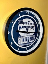 White Castle Hamburgers Diner Restaurant Kitchen Man Cave Advertising Clock Sign picture