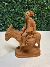 VTG Grasso Catania Italian Terracotta Figurine Man on Donkey Capri Italy 1965 picture