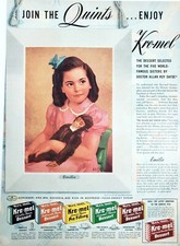 Dionne Quintuplet Emilie Vtg 1941 Ad Kremel Dessert Pie Filling Pudding Dafoe picture