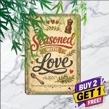 This Kitchen Is Seasoned With Love Family Cooking Plaque Metal Tin Sign picture