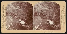 Photo:Cincinnati Ohio 1870s Lovers' Trysting Place Canoe Stereoview picture