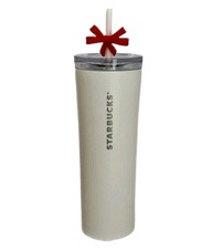 Starbucks 2025 White SS Cold Cup Tumbler 20oz w/ Red Bow Topper Ltd Edition NWT picture