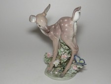 Lladro Hi There #5672 Salvador Debon Baby Deer With Butterfly Gloss Finish picture