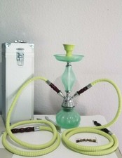 INHALE®️12 INCH 2 HOSE BUBBLE GLASS GREEN HOOKAH IN A HARD SUITCASE picture