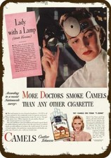 1946 Woman Doctor Smokes CAMEL Cigarettes Vnt-Look DECORATIVE REPLICA METAL SIGN picture