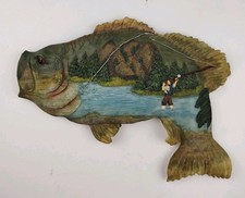 Young's Wall Plaque Resin Bass Fish Fisherman Nature Rustic Lodge Decor 11 Inch picture