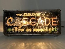 VTG 1930s Cascade Bourbon Whiskey Lighted Embossed Glass Sign Geo. A. Dickel KY picture