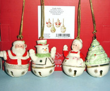 Lenox Jingle Bell 4 PC. Ornament Set Snowman Santa Mrs. Claus Christmas Tree New picture