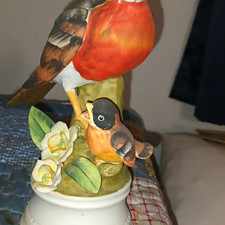 Hand Painted Porcelain Ceramic Bird Figurine Multicolor Flowers picture