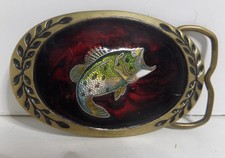 Fish Bass Brass belt buckle 1987 vintage picture