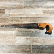 VTG Antiq Compass Keyhole Hand Saw Wooden Pistol Grip Handle Carpentry Tool picture