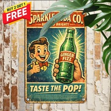 Post Apocalyptic Soda Bottle Cap Sign Retro Gaming Man Cave Wall Metal Plaque picture