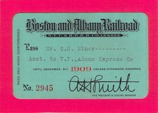 BOSTON ALBANY 1909 RAILWAY RR RWY RY RAILROAD PASS EXPRESS AGENT picture