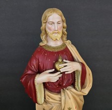 Antique 19C RW Rudolstadt Germany Sacred Heart Jesus Porcelain Religious Statue picture