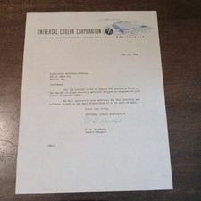 1944 Universal Cooler Corporation Letterhead Letter to Pepsi Cola Paper Ephemera picture