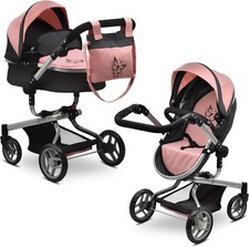 Convertible Baby Doll Stroller Realistic Pram 2-In1 Carriage with Bag Foldable T picture