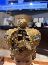 Vintage Infant of Prague Statue Replacement Crown Gold Filigree Jeweled Read picture