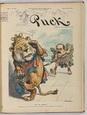 Rudyard Kipling British Lion Puck Cover Cartoon 1902 White Man's Burden picture
