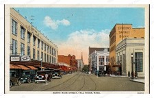 Fall River Massachusetts 1930s North Main Street Cars Standard Postcard picture