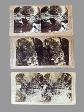 3 Antique Watkins Glen NY Stereoviews Cathedral Glen Gothic Arch Pool Nymphs  picture
