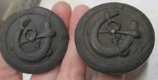 Pair of good Gutta Percha Bridle Rosette 1800s Horse Shoe Bit Whip picture