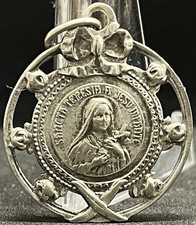 FRANCE 1930´ antique St Therese of Jesu Child Art Nouveau open work flowers picture