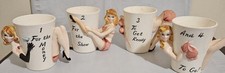 Set of 4 VTG 50's Burlesque Party Girl Ceramic Mugs 8636 picture
