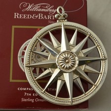 Rare REED BARTON Sterling CHRISTMAS ORNAMENT Rose Star COMPASS Williamsburg Ed picture