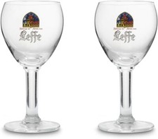 2pk LEFFE Belgian Beer Glass Chalice Goblet Abbaye de Abdij van Leffe 25cl 8.5oz picture