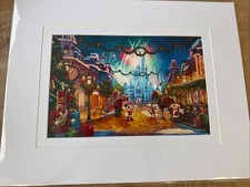 Disney Parks 2026 Magic Kingdom Christmas Main St Art Brand Kinkade 14x18” Print picture
