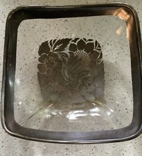 Vintage GEORGES BRIARD Serving/Candy Dish Silver Overlay 6 1/2” Square picture