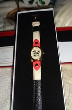 BRADFORD EXCHANGE/DISNEY TIMELESS LOVE MICKEY/MINNIE LEATHER BAND ANALOG WATCH picture