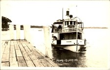 Peaks Island Maine ME Boat at Dock Sabino c1930s-40s Real Photo Vintage Postcard picture