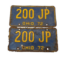 Vintage Original 1972 OHIO License Plate - Pair of Plates 200 JP (9-6) picture