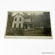 Vintage Real Photo Postcard RPPC Old House with Picket Fence Blank Back Antique picture