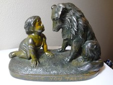 Beautiful Early Casting Baby & Collie Dog 'Can't You Talk?' See Description picture