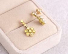 1.90Ct Fancy Intense Yellow Diamond Round in 18K Yellow Gold Over Stud Earrings picture