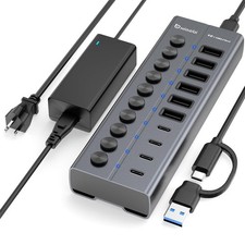 Powered USB Hub, 10-Port USB C Hub with 6 USB-A 3.2, 4 USB-C 3.2 Ports, Indiv... picture