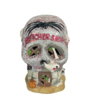 Halloween Ceramic 3”x3”x4” Skull Haunted Home Ghost Decor￼ picture