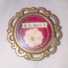 Rare Antique Catholic Reliquary Theca Brass Locket Case • B.B. Mariæ V. • Sealed picture
