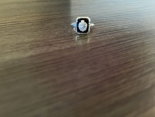 Zeta Tau Alpha Size 7 Black Onyx And Sterling Silver Crest Ring picture